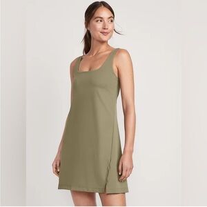 NWT Old Navy Powersoft Square Neck Active Dress Olive Green